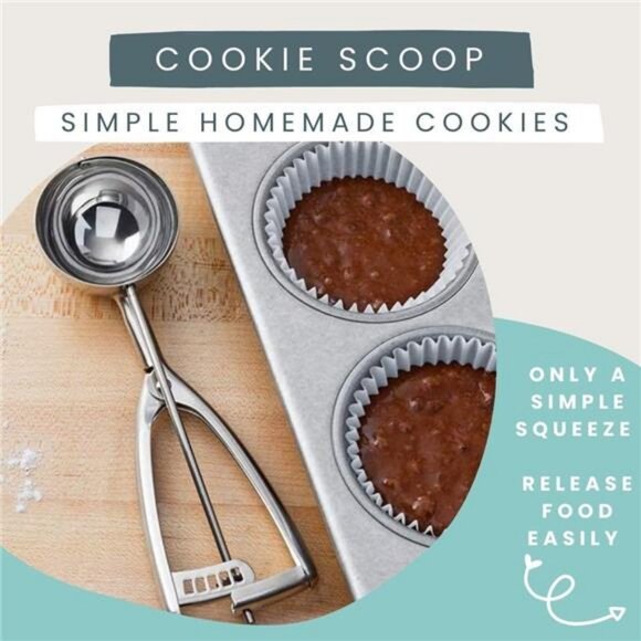 Cookie Scoop, Ice Cream Scoop,18/8 Stainless Steel - Picture 3 of 8